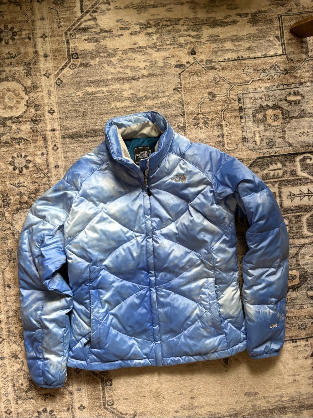 The north face 550 women’s puffer goose down coat jacket size L clouds sky blue - Picture 2 of 16